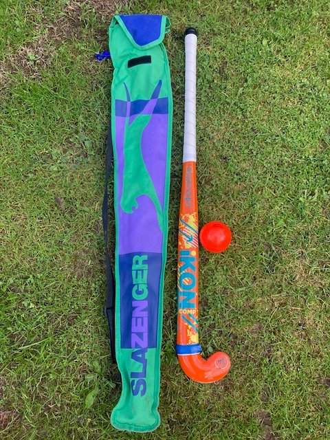 Slazenger hockey stick, ball and carry case